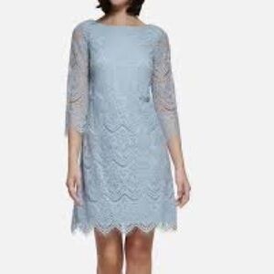 Jessica Howard Light Blue Lace Long Sleeve Dress